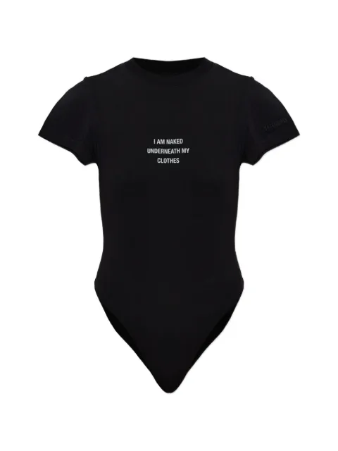 VETEMENTS slogan-print short-sleeve bodysuit Black WH27BO172B