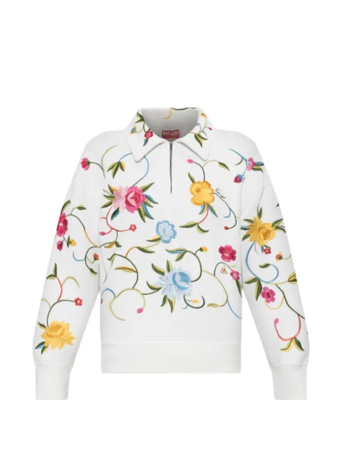Kenzo floral-embroidered quarter-zip sweatshirt White FG62SW5504MJ