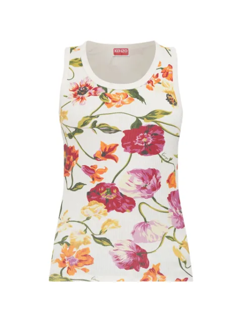 Kenzo Wildflower floral-motif ribbed top White FG62TO5514RC
