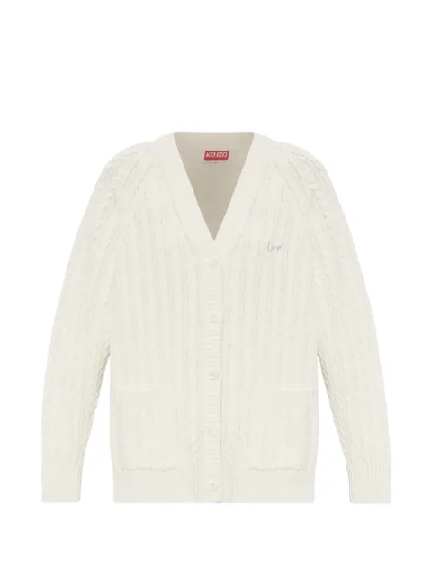 Kenzo cable-knit embroidered-logo cardigan White FG62CA7623LK