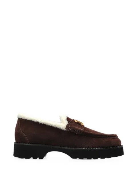 Valentino Garavani VLogo Signature shearling-lined loafers Brown WS0NF5KJD
