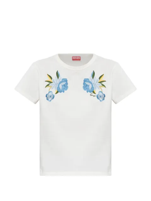 Kenzo floral-embroidered T-shirt White FG62TS2804SG