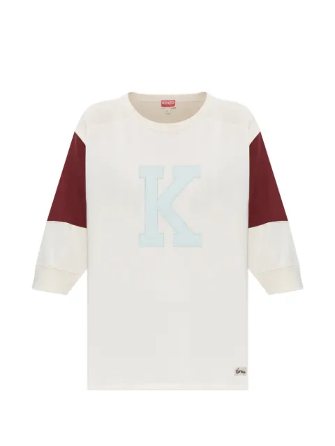 Kenzo logo-patch panelled T-shirt Neutrals FG62TO5574SF