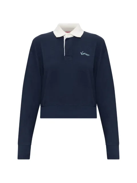 Kenzo Varsity embroidered-logo polo shirt Blue FG62PO5504SU