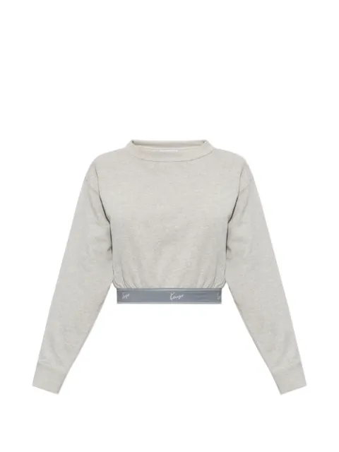 Kenzo cropped logo-tape hoodie Grey FG62SW0514MQ