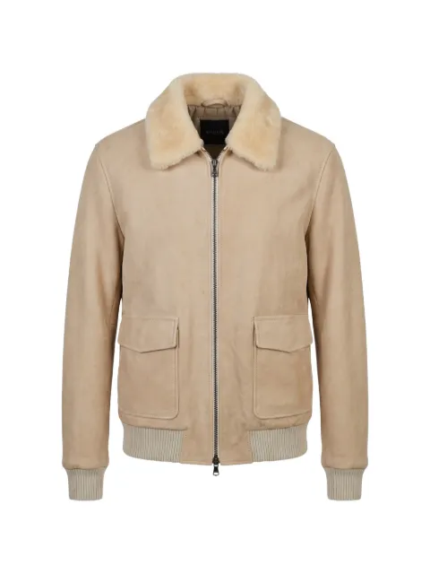 Barba shearling-collar leather jacket Neutrals BOSTON58207