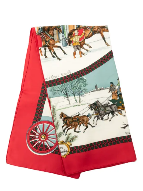 Hermès Pre-Owned 1975 L Hiver en Poste Silk Scarf 90 scarves White LJZ8KQQ77EXANX3R