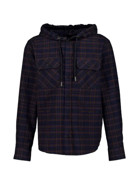 Off-White check hooded shirt Blue 44MGE056F26F001411