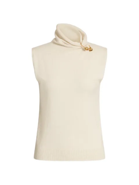 Alberta Ferretti safety-pin roll-neck tank-top Neutrals A08806603