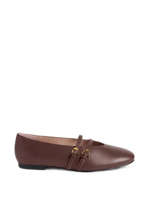 Coccinelle Risako double-strap leather ballet flats Brown E4U6F190101