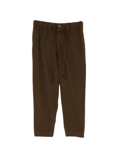 Uma Wang drawstring-waistband textured-finish trousers Green UM3517DARKOLIVE