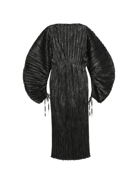 Cult Gaia Freda plissé-effect balloon-sleeve midi dress Black DR32341PE3132