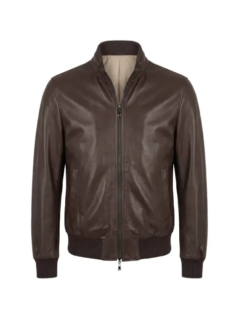 Arte Antwerp zip-up leather jacket Brown BRASS58205