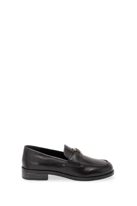 TWINSET leather loafers with logo Black 262TCP020