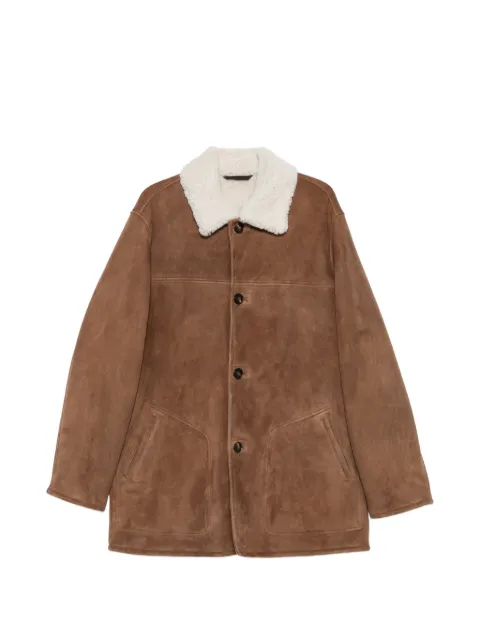 Manzoni 24 shearling-collar suede coat Brown 26U932S28