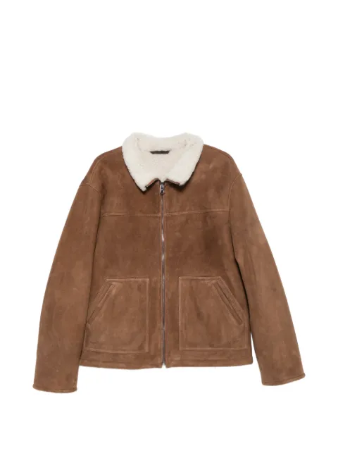 Manzoni 24 shearling-collar suede jacket Brown 26U901S28