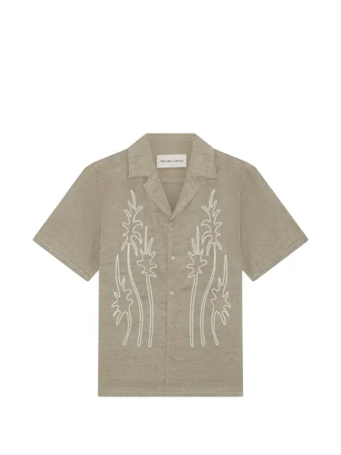 Frescobol Carioca Alves palm-embroidered shirt Neutrals 2826872