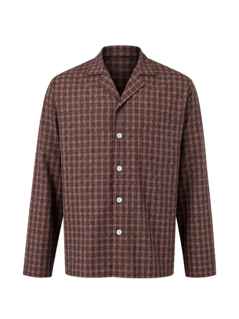 TEKLA Serra check pajamas shirt Brown MLS454CO