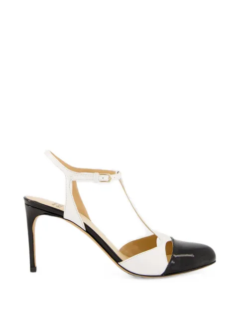 Francesco Russo T-bar patent-finish pumps White R1P1040