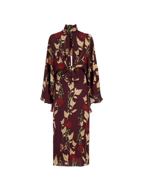 Johanna Ortiz floral-print silk midi dress Red PT04063