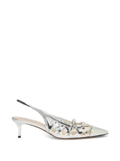 Manila Grace cut-out slingback pumps Silver MLASAVANA3521076602001
