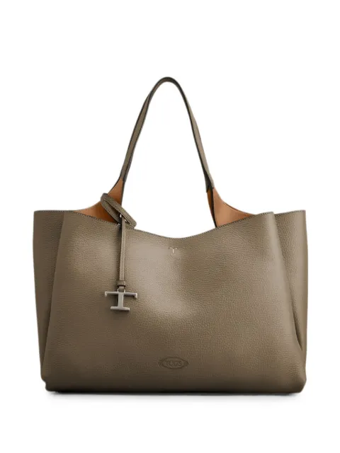 Tod's T Timeless pebbled leather tote bag Grey XBWAPAF9300QRI6L22