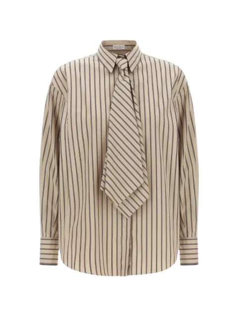 Brunello Cucinelli striped tie-fastening shirt Neutrals MG704M3A06C017