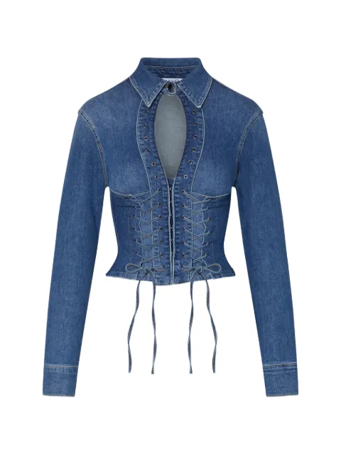 LIU JO lace-up denim jacket Blue UA6507D039979157