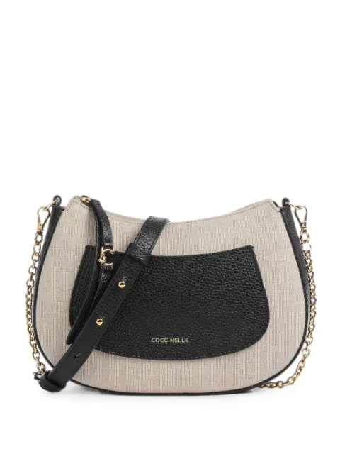 Coccinelle grained-leather canvas shoulder bag Neutrals E5UHC550101