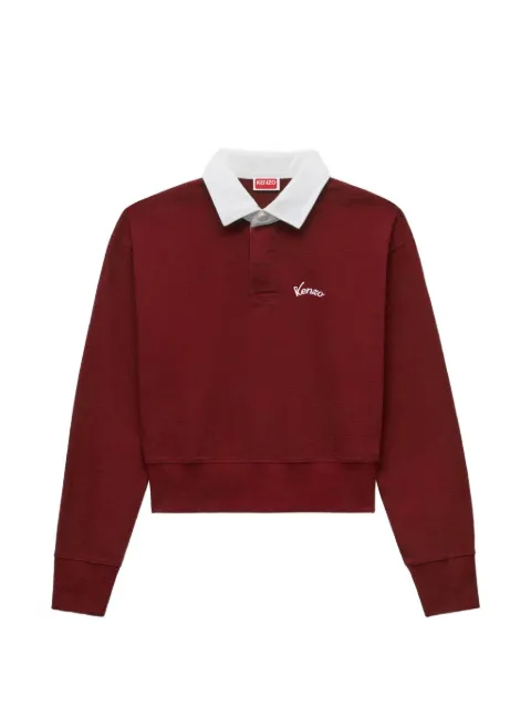 Kenzo logo-embroidered polo-collar sweater Red FG62PO5504SU