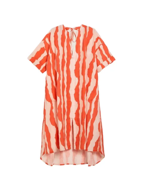 OAS Company abstract-pattern tie-back dress Orange 450101