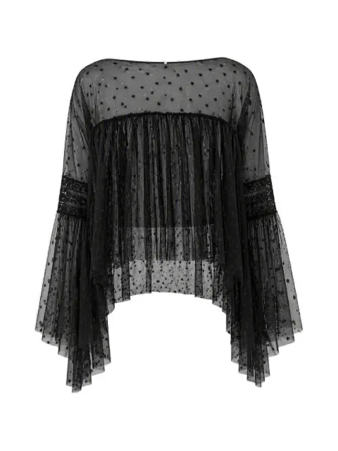 Alberta Ferretti embroidered sheer blouse Black A02056620099
