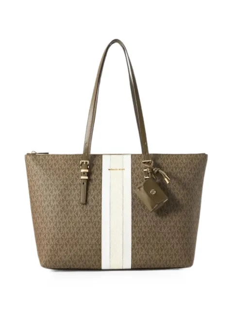 Michael Kors logo-print striped tote bag Brown 30T6GQNT3B