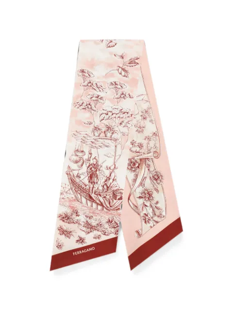 Ferragamo Voyage-print pointed-tip scarf Pink 321284002