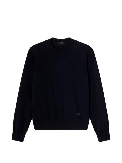 A.P.C. logo-embroidered wool sweater Blue WVAWMF23490