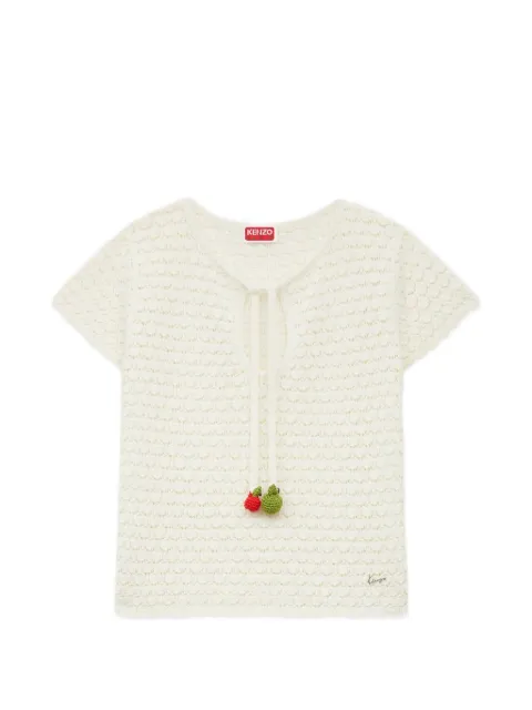 Kenzo Appel Pop crochet fruit-pendant T-shirt Neutrals FG62TO7533EO