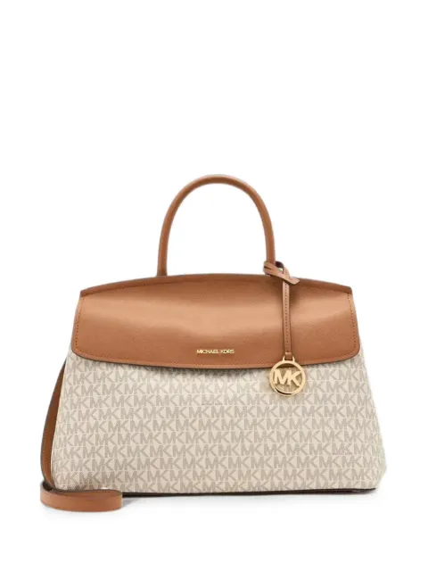 Michael Kors logo-print leather-trim satchel bag Neutrals 30T6GX7S2B