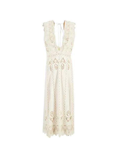 Johanna Ortiz Grace In The Open Fields lace-embroidered maxi dress Neutrals PT04151