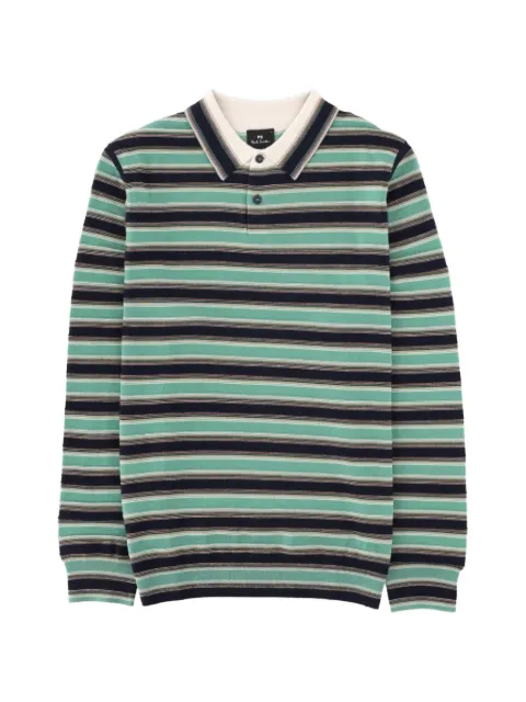 Paul Smith striped merino-wool polo shirt Green M2RA029W2276233