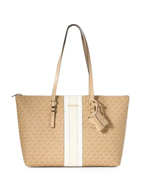 Michael Kors monogram-print striped tote bag Neutrals 30T6GQNT3B