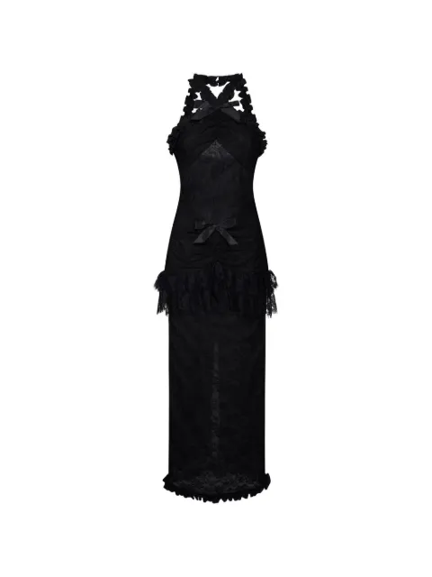 Alessandra Rich Chantilly lace halterneck maxi dress Black FABX4402P4580