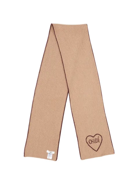 Chloé The Chloé Encoeur scarf in wool & cashmere Neutrals CH26AKS03WCS