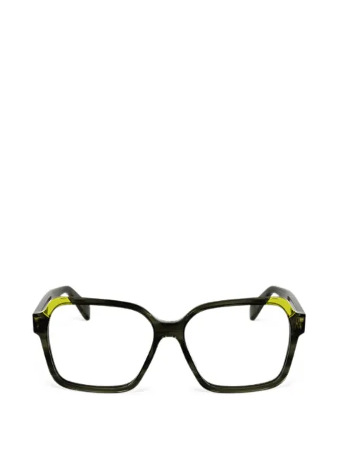 Longchamp striped-pattern square-frame glasses Green LO2763N