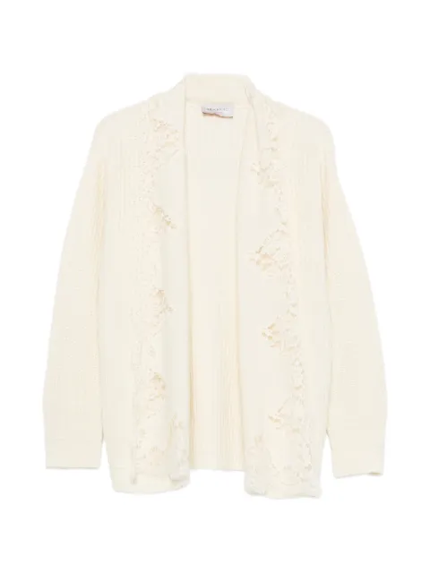 ERMANNO FIRENZE lace-trim ribbed-knit cardigan White D49EN059EO1