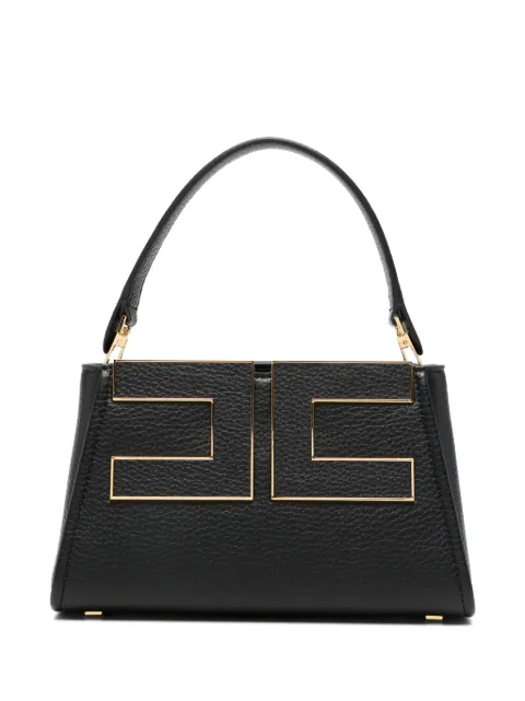 Elisabetta Franchi logo-plaque pebbled-effect tote bag Black BS07A66E2