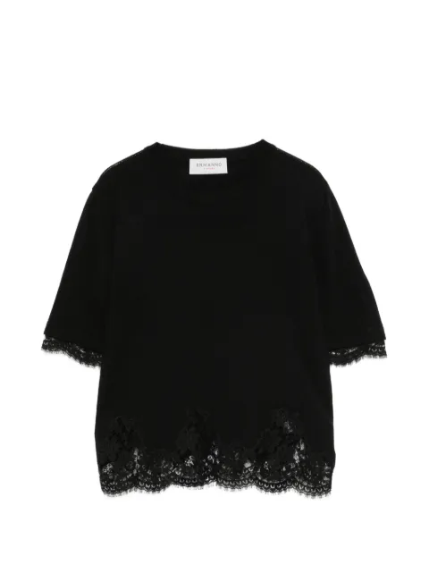 ERMANNO FIRENZE short-sleeve lace-trim T-shirt Black D49EM071BE89