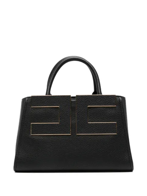 Elisabetta Franchi logo-plaque pebbled-effect tote bag Black BS06A66E2