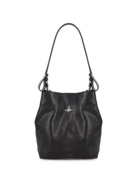 Vivienne Westwood small Lottie Orb-plaque gathered shoulder bag Black 46030012WL00BX