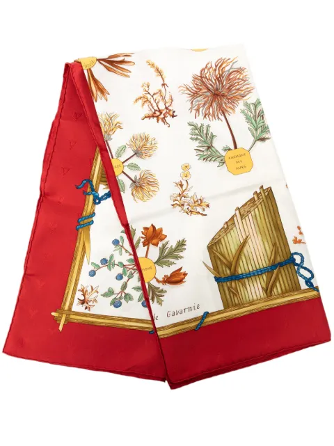 Hermès Pre-Owned 1990-2000 Herbier de Gavarnie Silk Scarf 90 scarves Red OO52I5LGJ1XDBM7Q