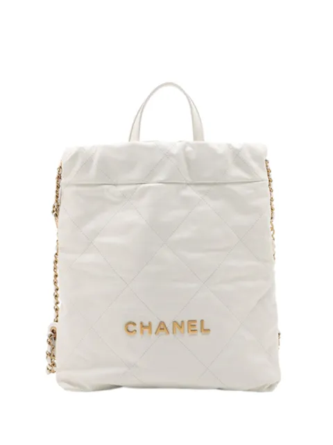 CHANEL Pre-Owned 2021-2026 Shiny Calfskin Chanel 22 Drawstring backpack White N6M5CEHU444DIMHT